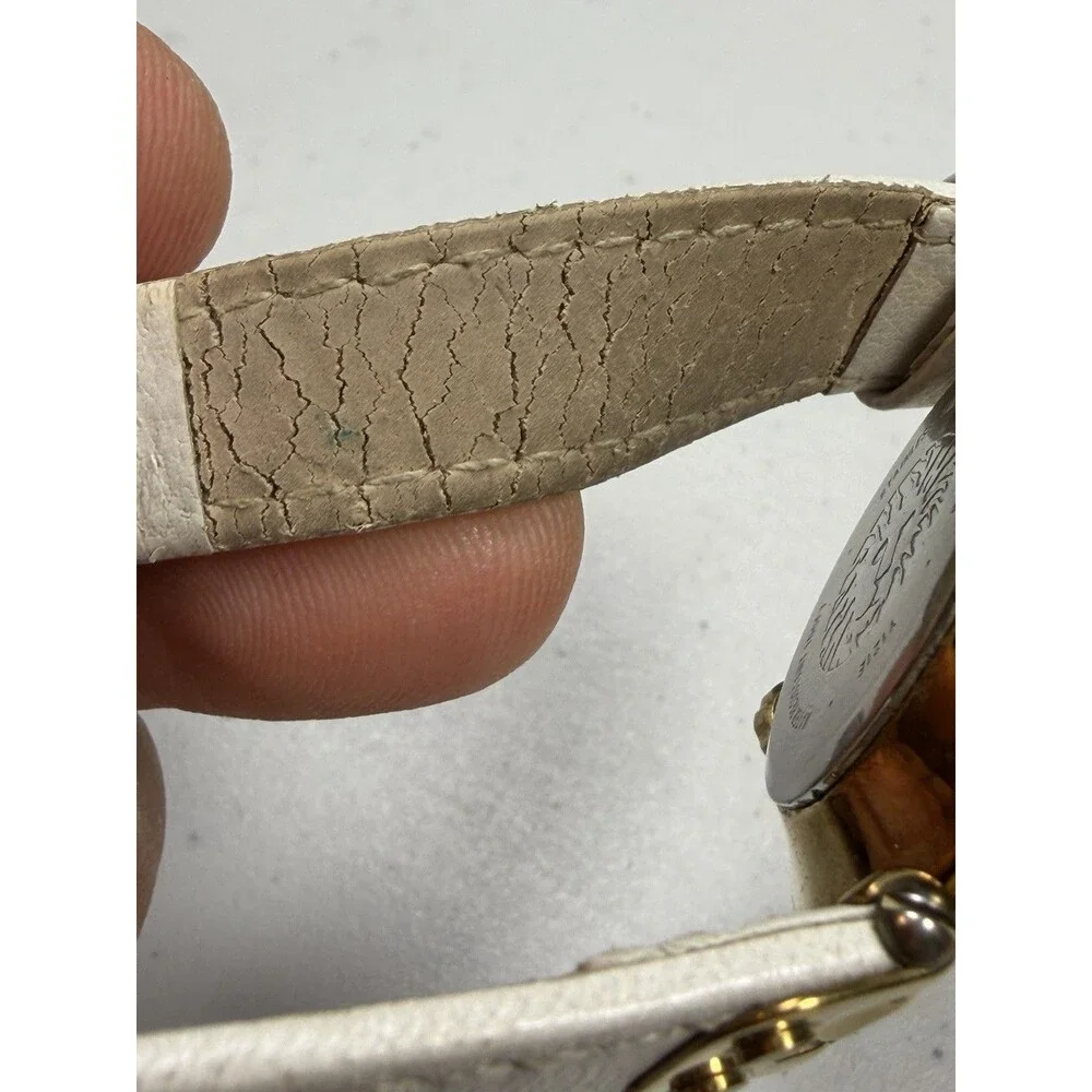 Anne Klein V121E Women’s Quartz Watch Gold Tone White Dial 34.4mm Leather